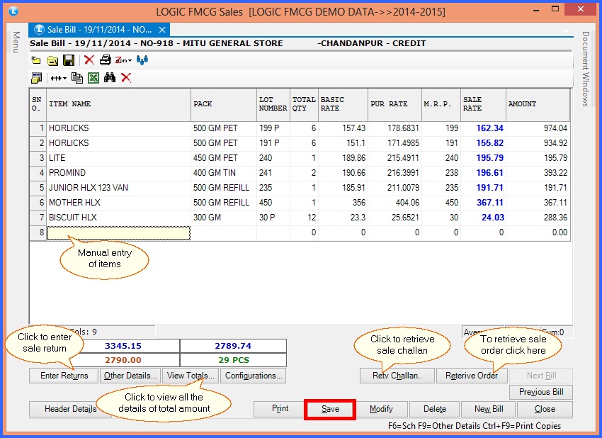 fmcg sale invoice item details 3